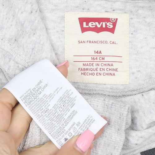 Levi's Boys Grey Logo Pullover Hoodie Size 14 Years Cotton Blend