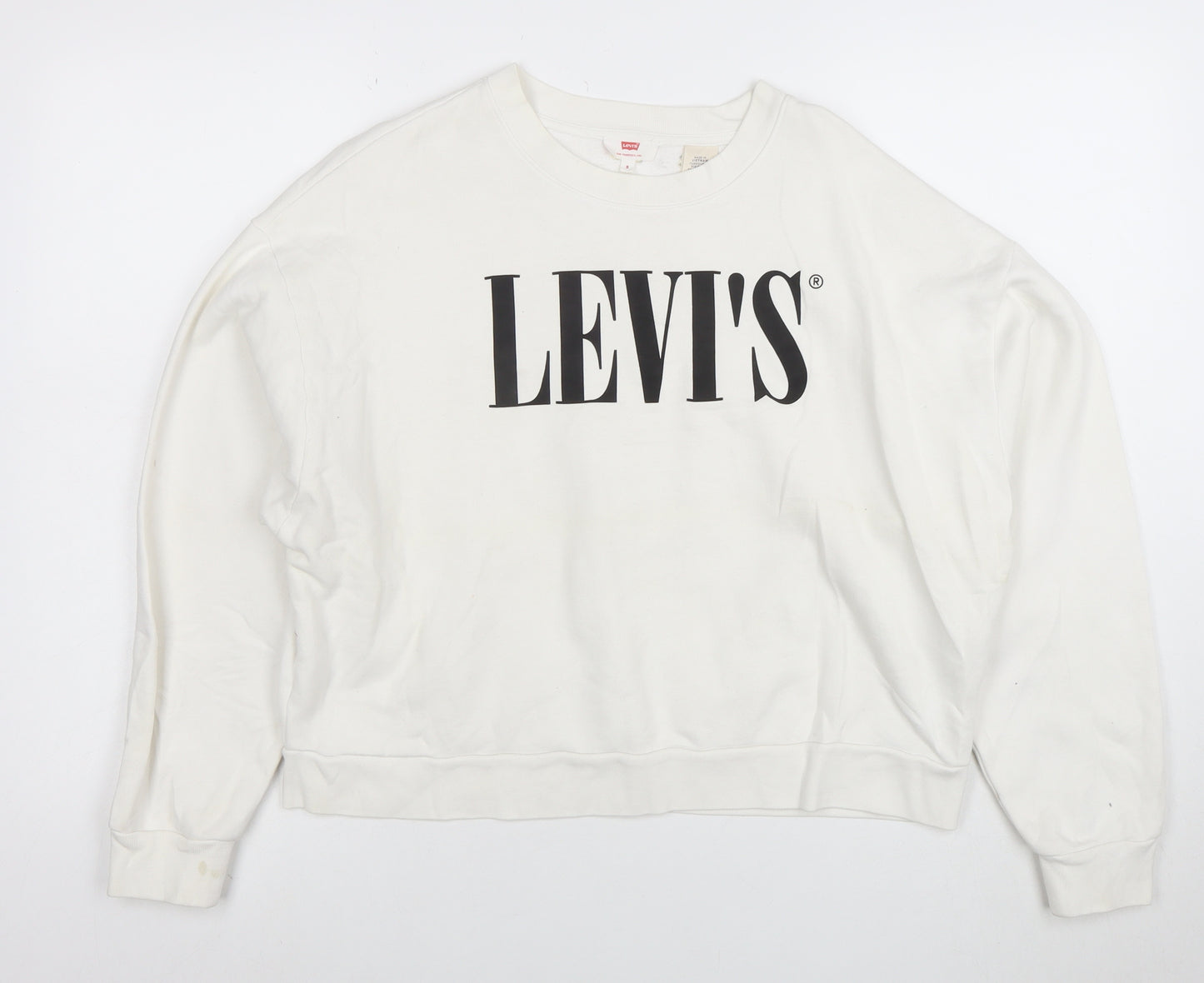 Levi's Womens White Cotton Logo Pullover Sweatshirt Size S
