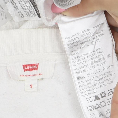 Levi's Womens White Cotton Logo Pullover Sweatshirt Size S