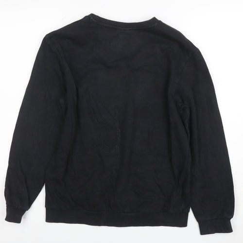 Lotto Boys Black Sweatshirt M Long Sleeve Crew Neck Cotton Pullover