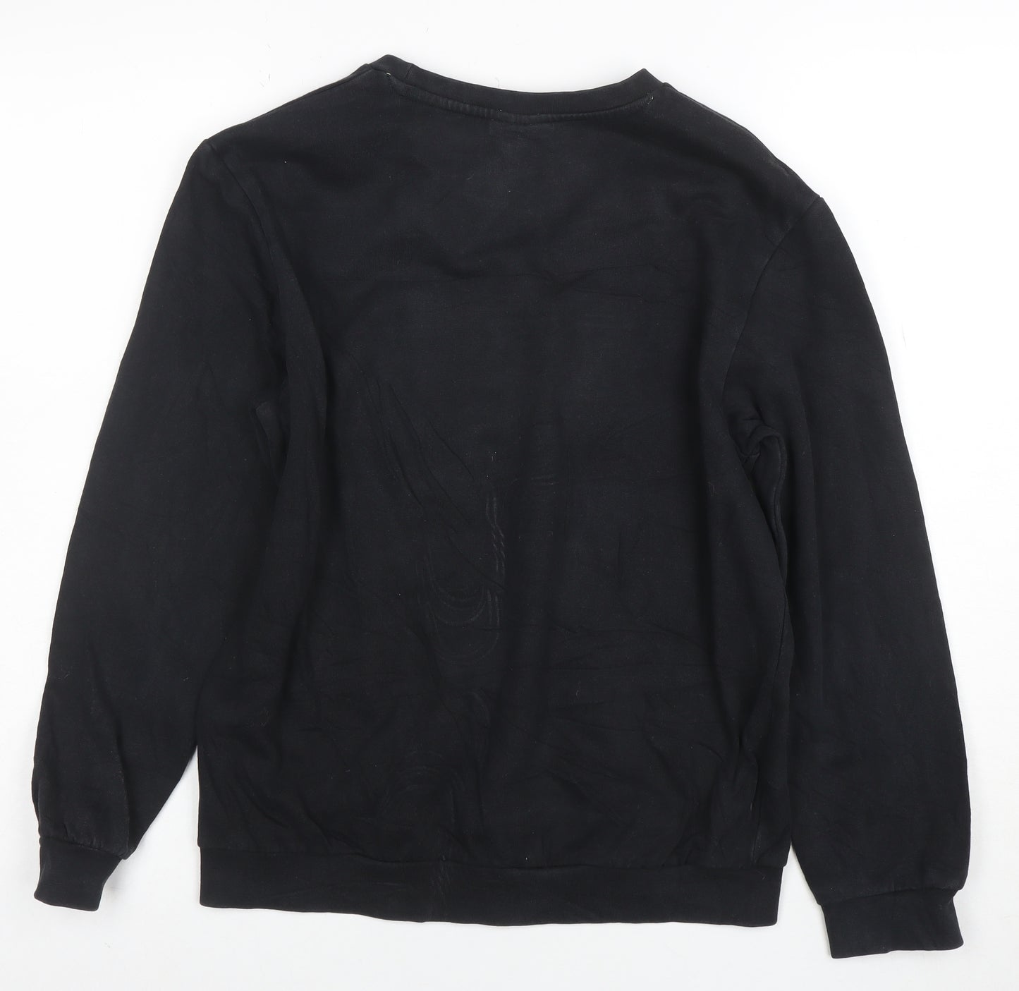 Lotto Boys Black Sweatshirt M Long Sleeve Crew Neck Cotton Pullover