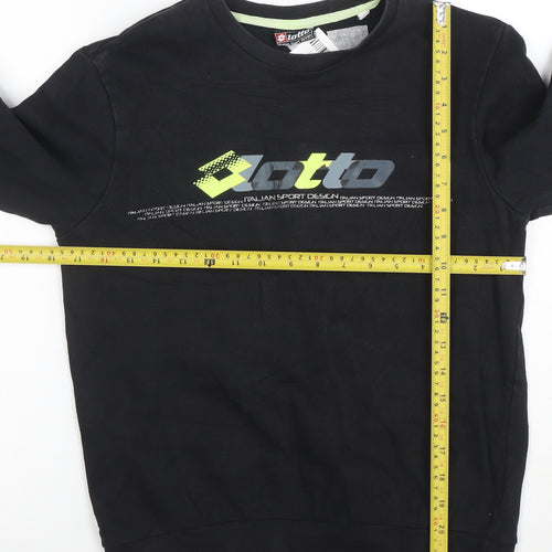 Lotto Boys Black Sweatshirt M Long Sleeve Crew Neck Cotton Pullover