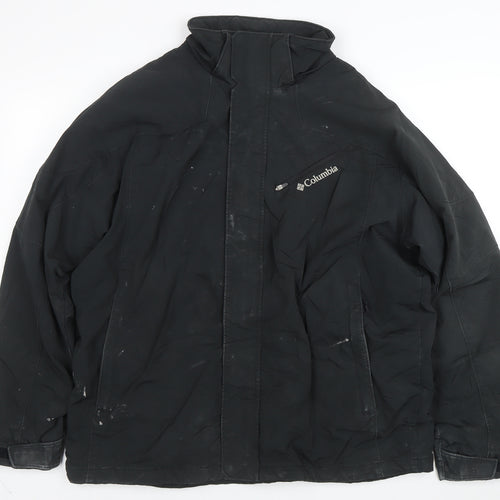 Columbia Men's Black Parka Jacket L Waterproof Windproof Outdoor