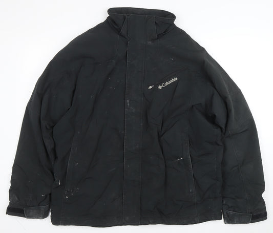 Columbia Men's Black Parka Jacket L Waterproof Windproof Outdoor