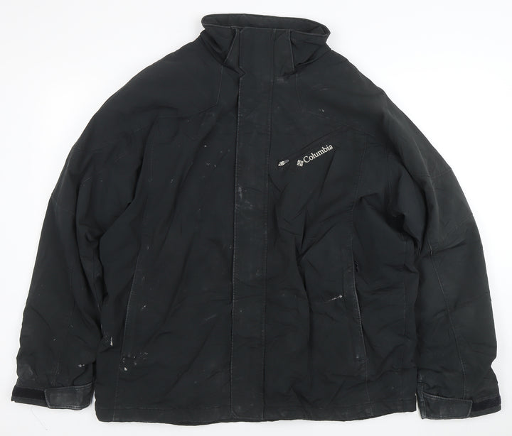 Columbia Men's Black Parka Jacket L Waterproof Windproof Outdoor