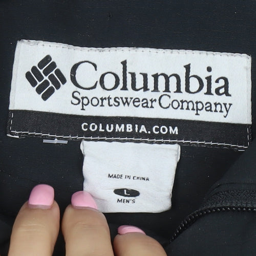 Columbia Men's Black Parka Jacket L Waterproof Windproof Outdoor