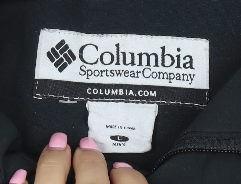 Columbia Men's Black Parka Jacket L Waterproof Windproof Outdoor