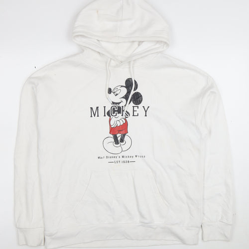 Disney Women White Mickey Mouse Pullover Hoodie Size S