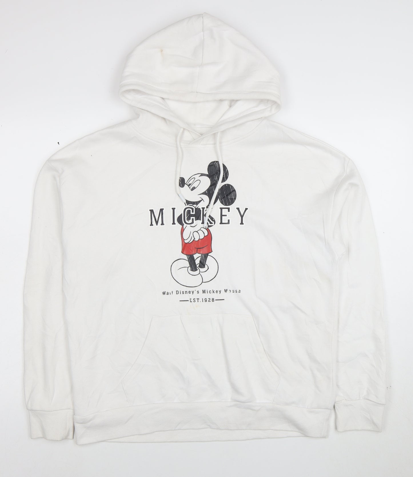 Disney Women White Mickey Mouse Pullover Hoodie Size S