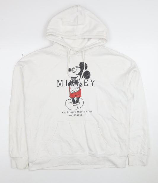 Disney Women White Mickey Mouse Pullover Hoodie Size S