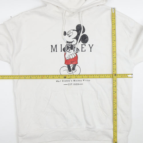 Disney Women White Mickey Mouse Pullover Hoodie Size S