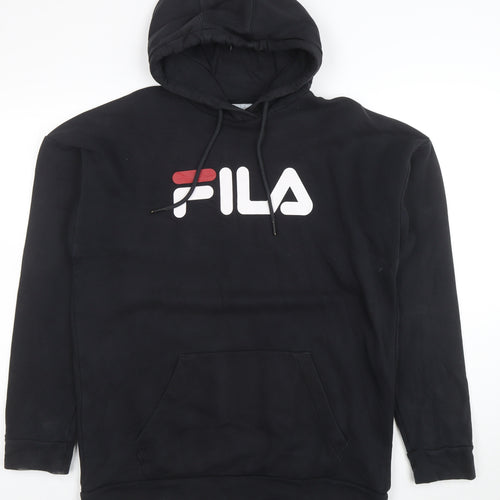 FILA Men's Black Pullover Hoodie XS Regular Fit Logo Sportswear