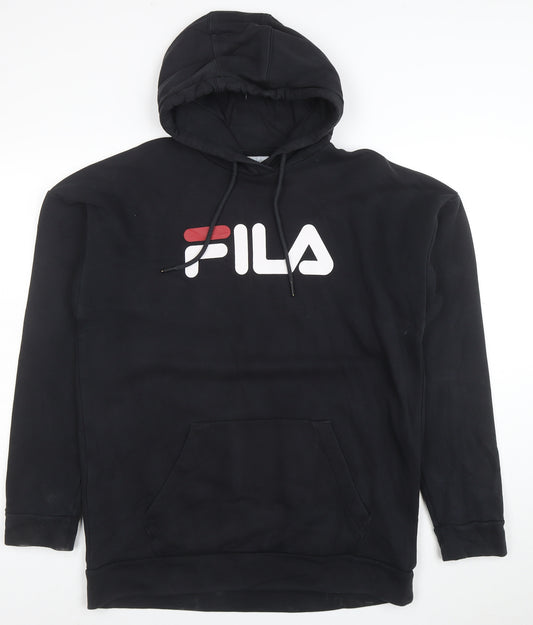 FILA Men's Black Pullover Hoodie XS Regular Fit Logo Sportswear