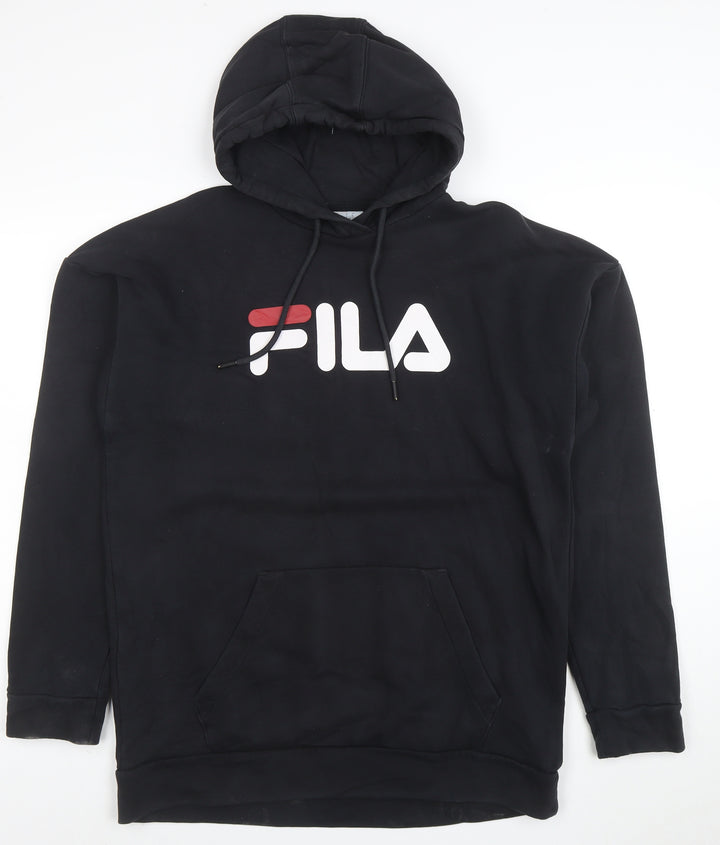 FILA Men's Black Pullover Hoodie XS Regular Fit Logo Sportswear