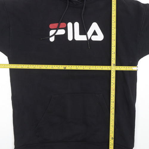 FILA Men's Black Pullover Hoodie XS Regular Fit Logo Sportswear