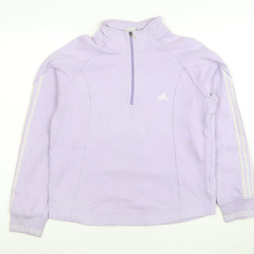 Adidas Women Lilac 1/4 Zip Pullover Sweatshirt Size 18 Cotton Blend