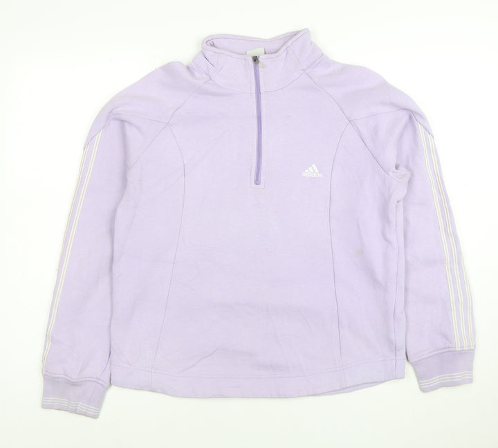 Adidas Women Lilac 1/4 Zip Pullover Sweatshirt Size 18 Cotton Blend