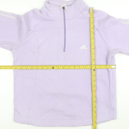 Adidas Women Lilac 1/4 Zip Pullover Sweatshirt Size 18 Cotton Blend