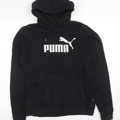 Puma Women's Black Size 14 Pullover Hoodie with Logo Print