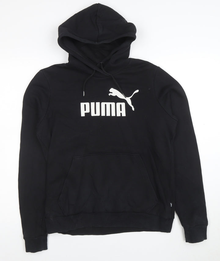 Puma Women's Black Size 14 Pullover Hoodie with Logo Print