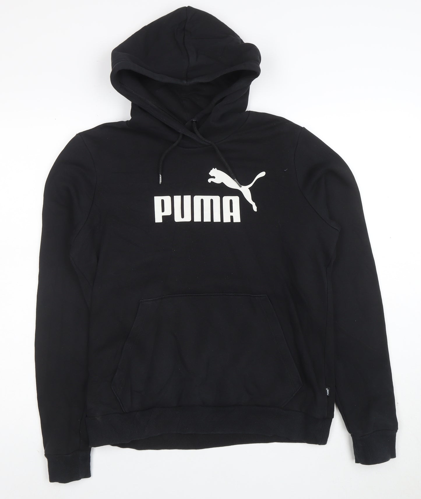 Puma Women's Black Size 14 Pullover Hoodie with Logo Print