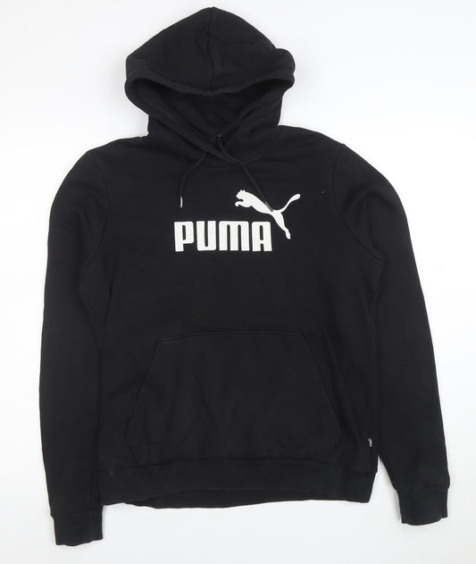 Puma Women's Black Size 14 Pullover Hoodie with Logo Print