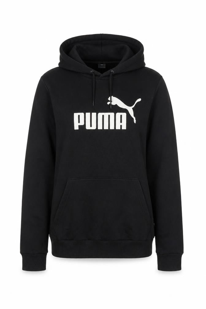Front view of Puma Women's Black, size 14, Pullover Hoodie with Logo Print