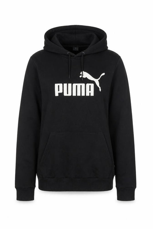 Front view of Puma Women's Black, size 14, Pullover Hoodie with Logo Print