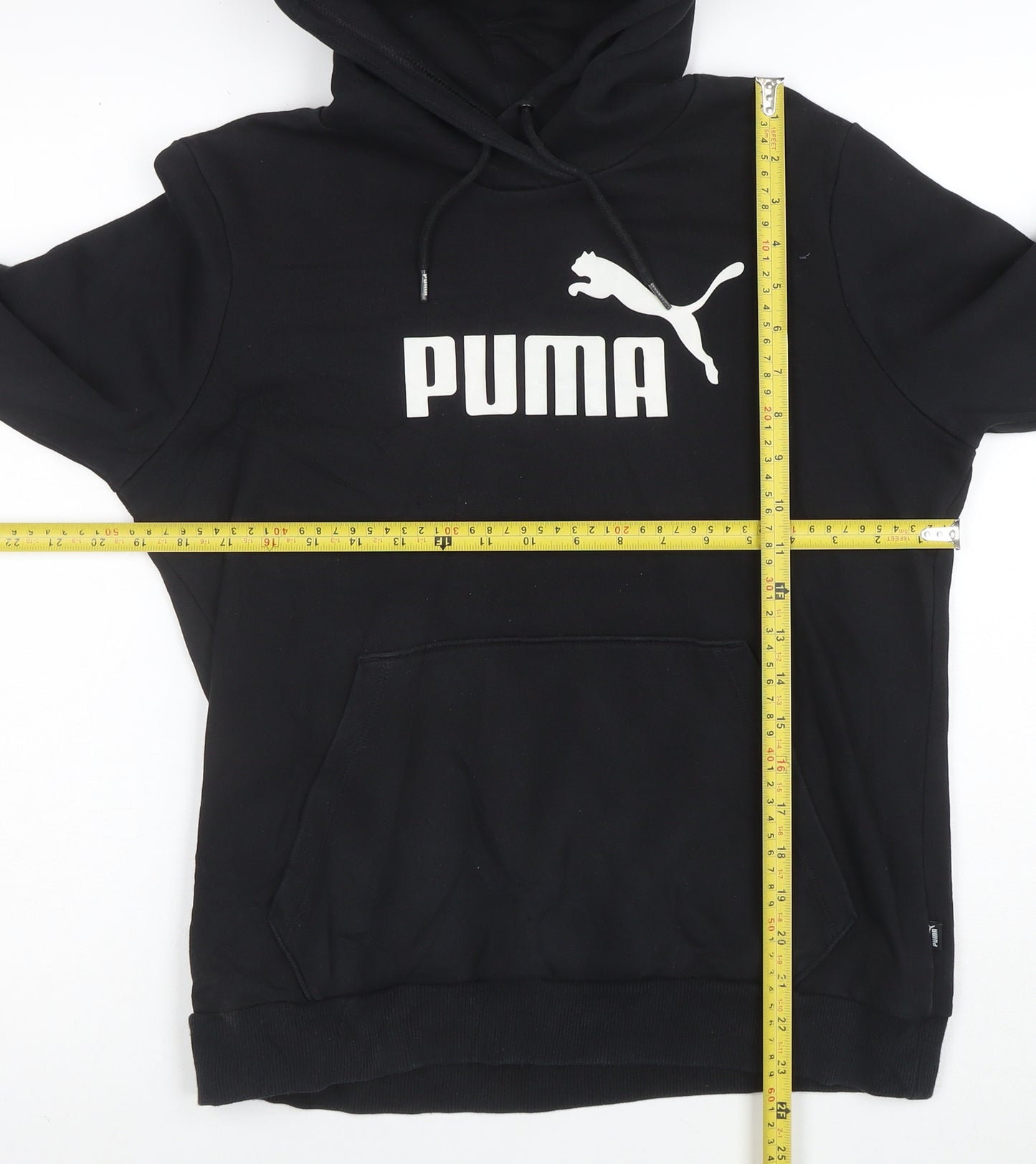 Puma Women's Black Size 14 Pullover Hoodie with Logo Print