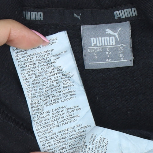 Puma Women's Black Size 14 Pullover Hoodie with Logo Print