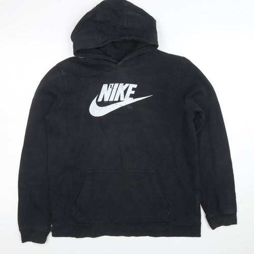 Nike Boys Black XL Pullover Hoodie with Logo Print 13-15 Years