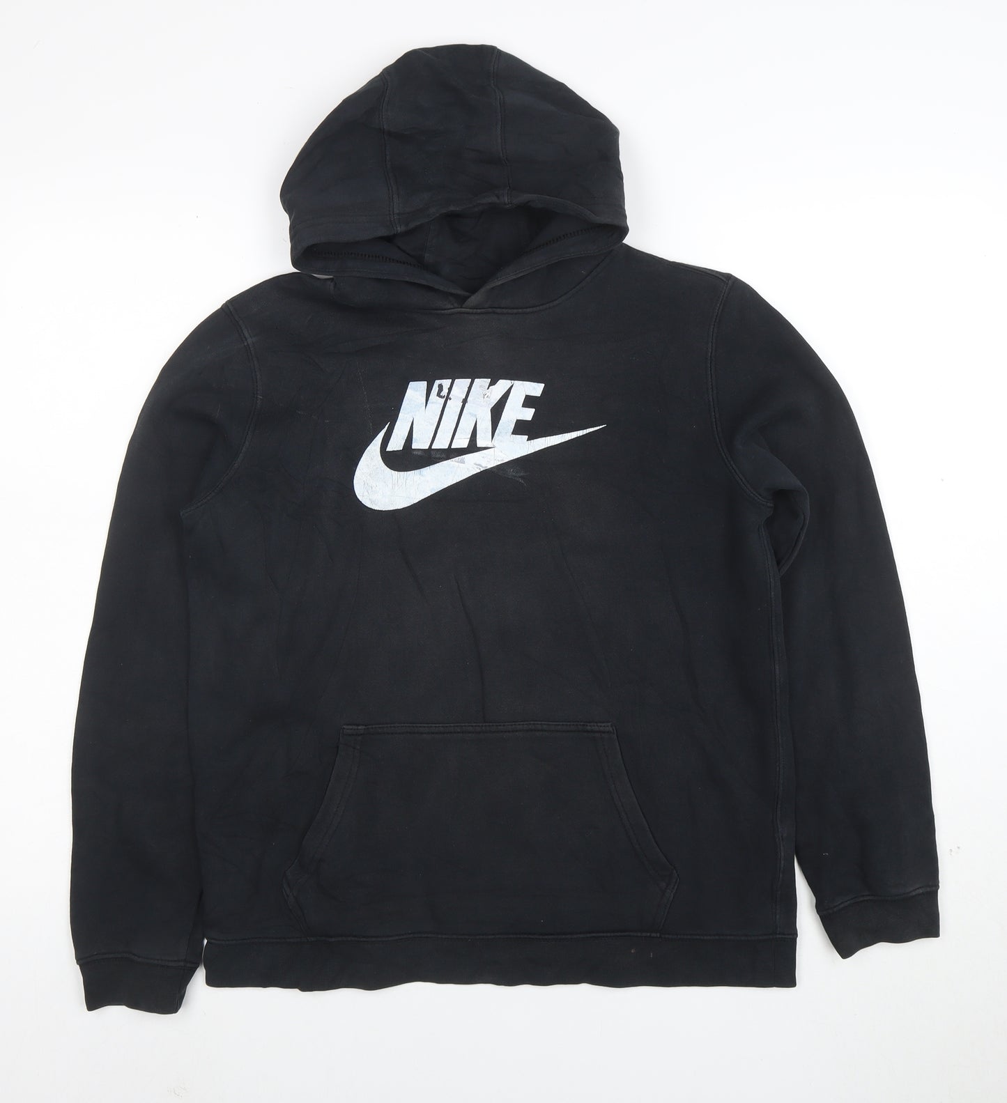 Nike Boys Black XL Pullover Hoodie with Logo Print 13-15 Years