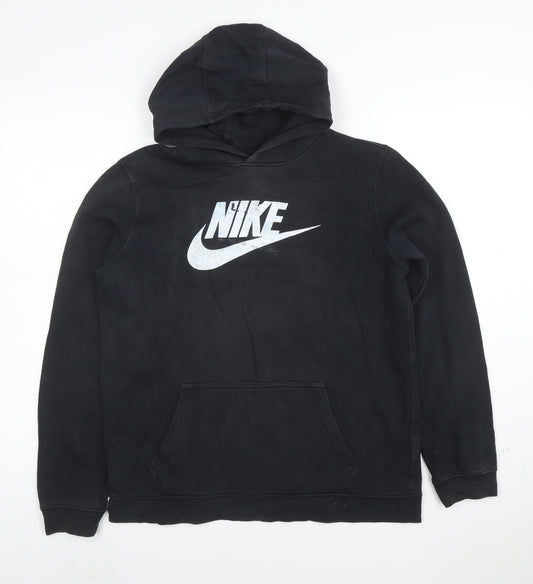 Nike Boys Black XL Pullover Hoodie with Logo Print 13-15 Years
