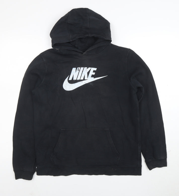 Nike Boys Black XL Pullover Hoodie with Logo Print 13-15 Years