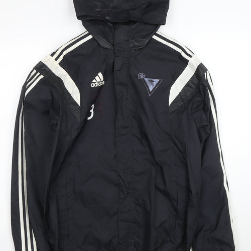 Adidas Men's Black S Hooded Windbreaker Waterproof Sports Jacket