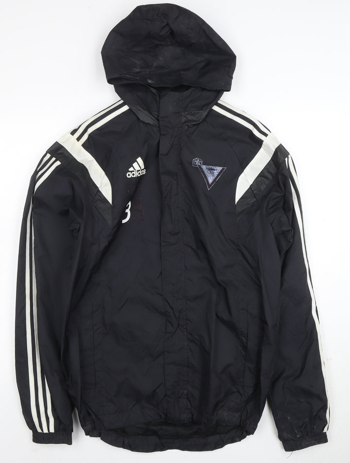Adidas Men's Black S Hooded Windbreaker Waterproof Sports Jacket
