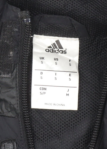 Adidas Men's Black S Hooded Windbreaker Waterproof Sports Jacket