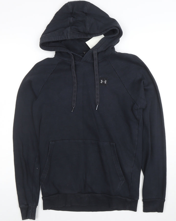 Under Armour Boys Black XS Pullover Hoodie Cotton Blend Athletic
