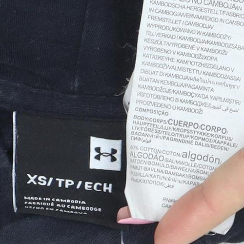 Under Armour Boys Black XS Pullover Hoodie Cotton Blend Athletic