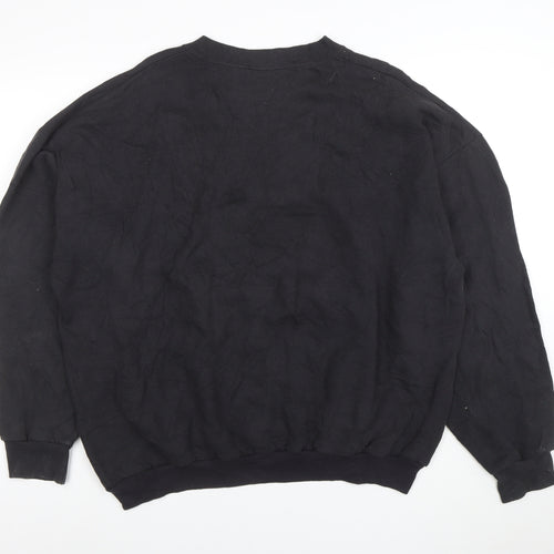 Lee Women Black Cotton Blend Pullover Sweatshirt Up North Print M