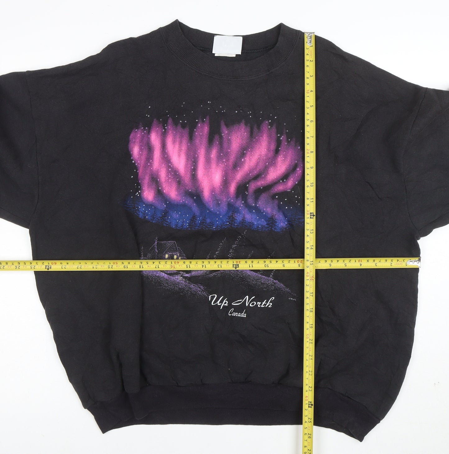 Lee Women Black Cotton Blend Pullover Sweatshirt Up North Print M