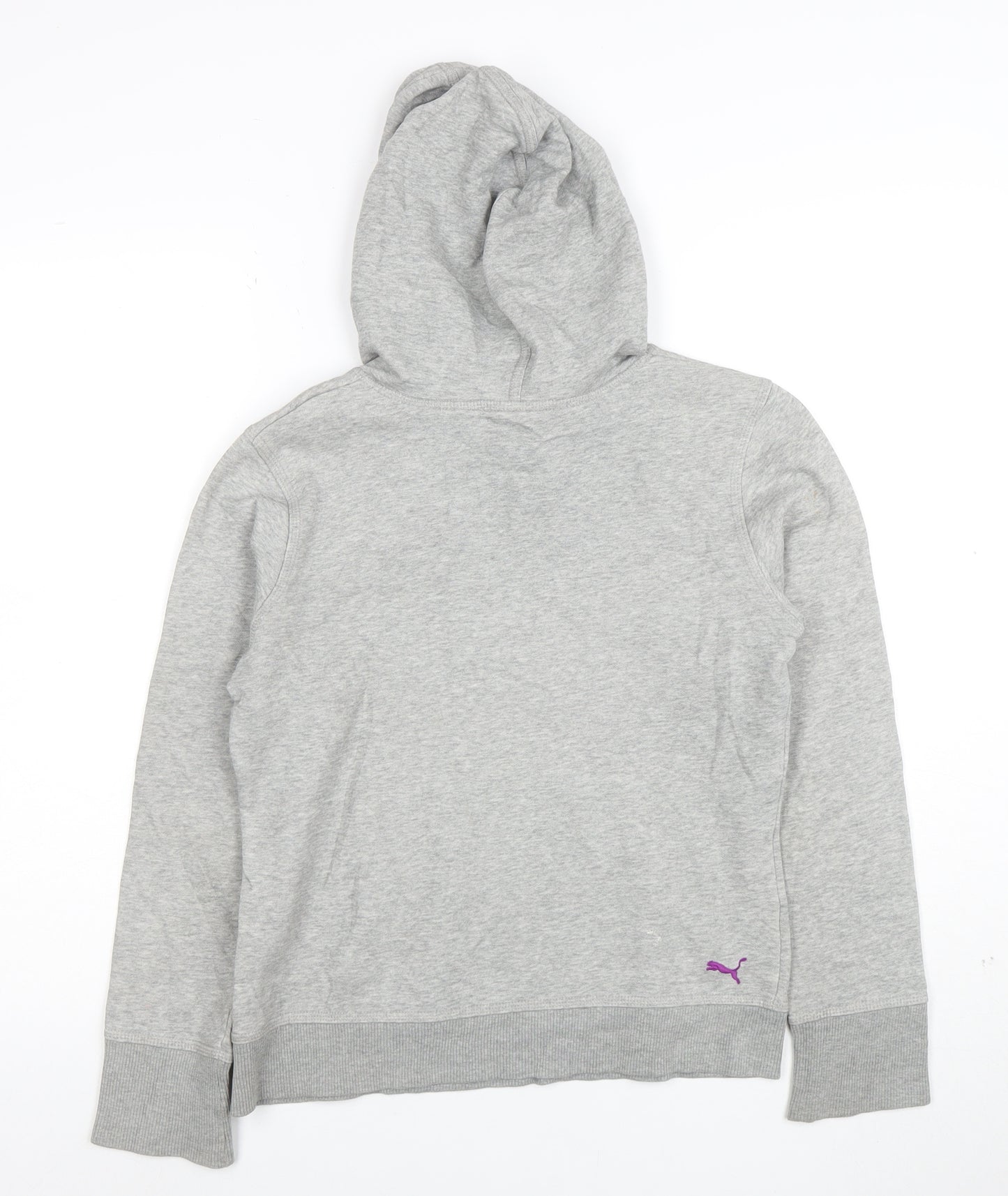 Puma Women's Grey Hoodie Size 10 Pullover with Logo and Pockets