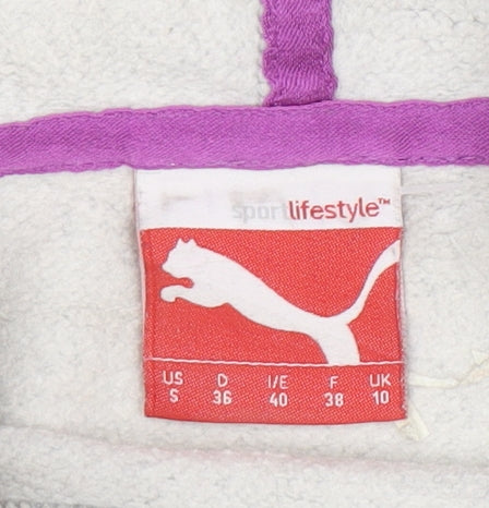 Puma Women's Grey Hoodie Size 10 Pullover with Logo and Pockets