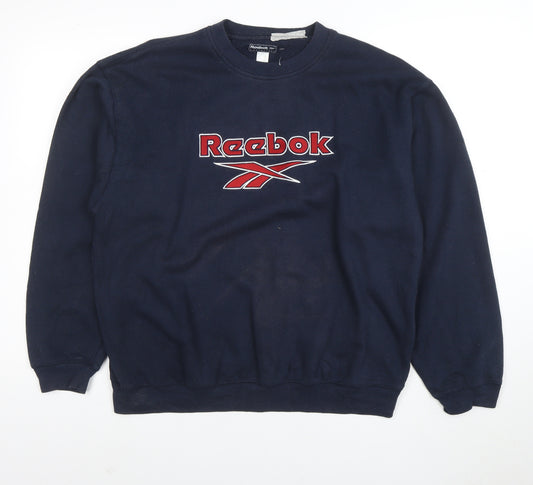 Reebok Men's Blue Embroidered Logo Sweatshirt Size M Pullover