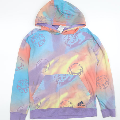 Adidas Teens Multicoloured Tie-Dye Pullover Hoodie Size 14/16 Cotton Blend