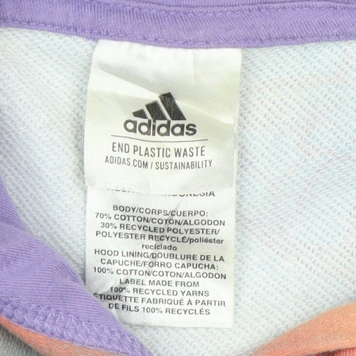 Adidas Teens Multicoloured Tie-Dye Pullover Hoodie Size 14/16 Cotton Blend