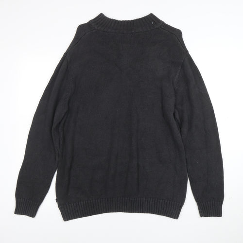 Chaps Men's Grey Fair Isle 1/4 Zip Cotton Ramie Jumper L