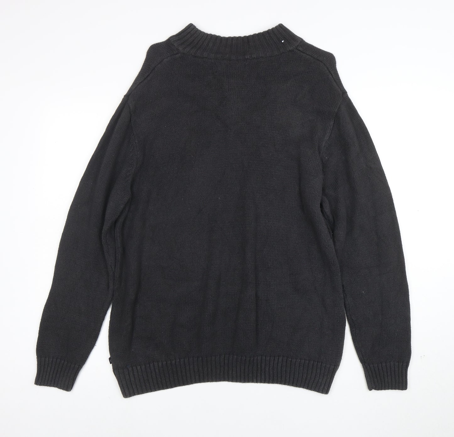 Chaps Men's Grey Fair Isle 1/4 Zip Cotton Ramie Jumper L