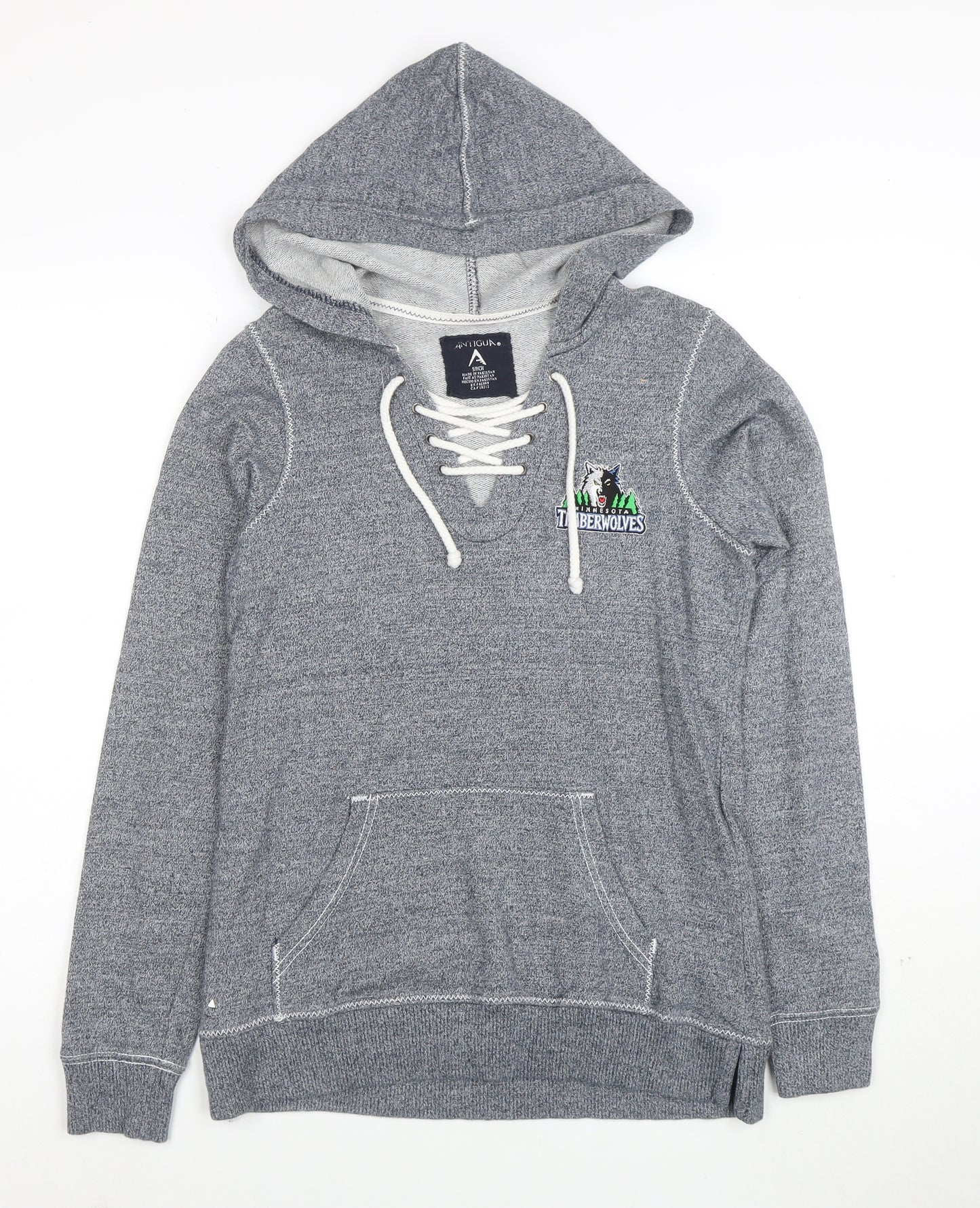 Antigua Men Grey Lace Up Hoodie Minnesota Timberwolves Size S Cotton