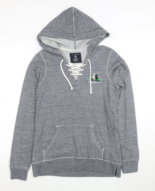 Antigua Men Grey Lace Up Hoodie Minnesota Timberwolves Size S Cotton